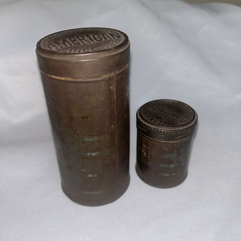 American Quality Snuff Tin & Helme Snuff Tobacco Collectible Can w/Lid Empty